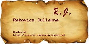 Rakovics Julianna névjegykártya